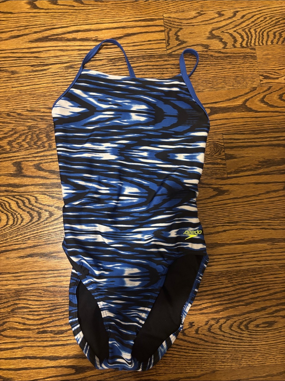 Speedo Pro LT Blue, Black & White Wave-Print Girls One-Piece Swimsuit